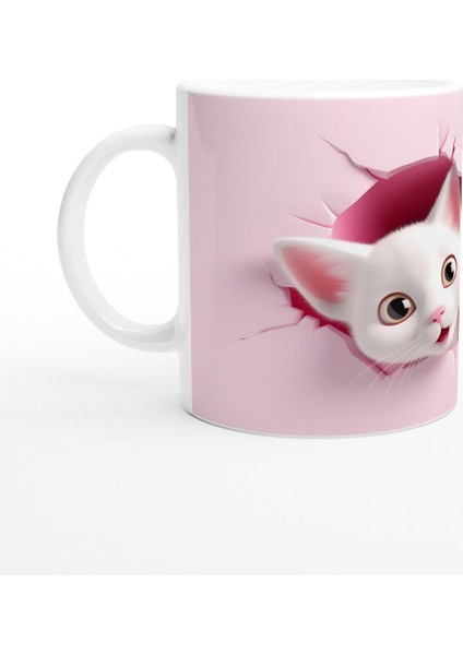 Pembe Duvar Kırığından Bakan Ikiz Yavru Kediler Baskılı Kupa Bardak fiyatları