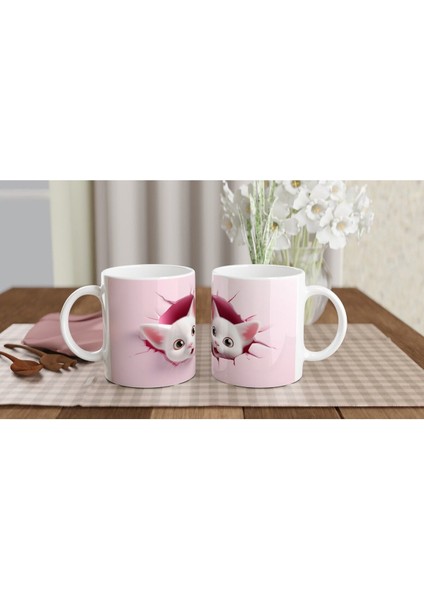Pembe Duvar Kırığından Bakan Ikiz Yavru Kediler Baskılı Kupa Bardak indirimleri