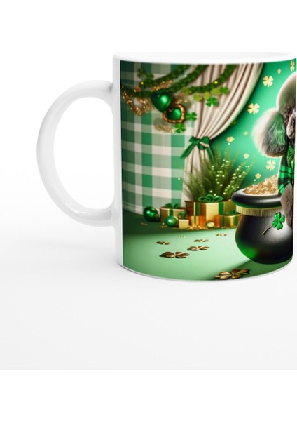 Şans Kazanında Oturan Poodle Temalı Baskılı Kupa Bardak fiyatları