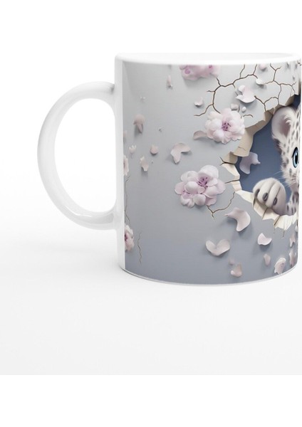 Duvarı Çatlatan Kar Leoparı Yavrusu Temalı Baskılı Kupa Bardak fiyatları