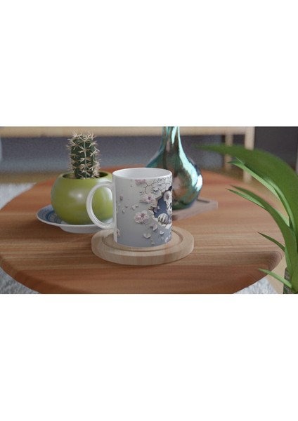 Duvarı Çatlatan Kar Leoparı Yavrusu Temalı Baskılı Kupa Bardak fırsatları