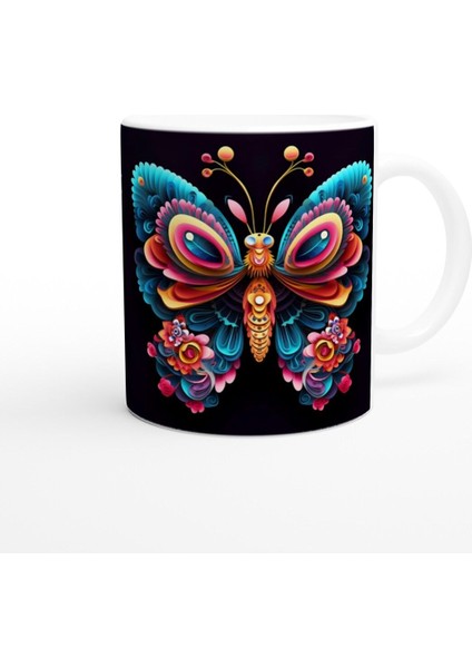 Neon Renkli Gökkuşağı Kelebek Kupa Bardak modelleri