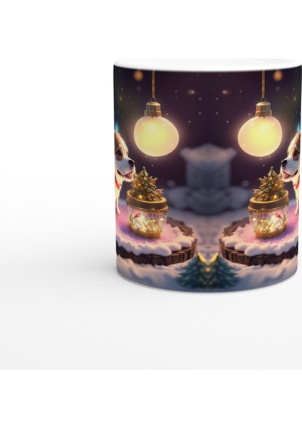 Işıklar ve Karlar Içinde Neşeli Corgi Köpek Baskılı Kupa Bardak