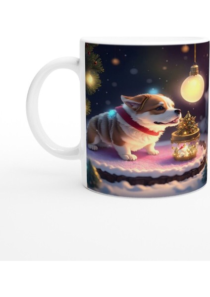 Işıklar ve Karlar Içinde Neşeli Corgi Köpek Baskılı Kupa Bardak fiyatları