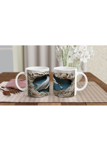 Doğal Mercan Yapıları Arasında Yunus Temalı Su Altı Kupa Bardak indirimleri