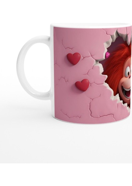 Pembe Kalpli Duvarı Yırtan Neşeli Orangutan Temalı Baskılı Kupa Bardak fiyatları