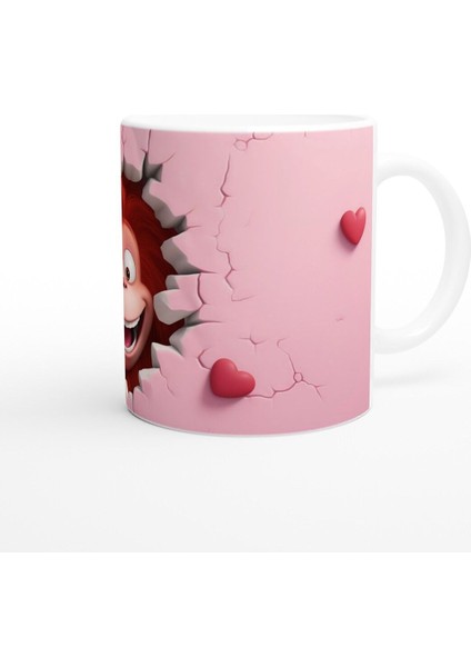 Pembe Kalpli Duvarı Yırtan Neşeli Orangutan Temalı Baskılı Kupa Bardak modelleri