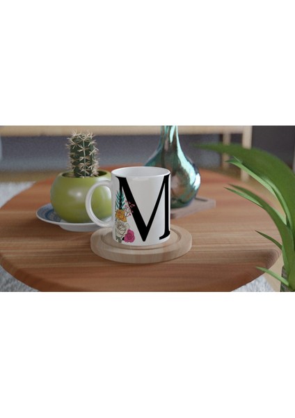 M Harfi Çiçek Motifli Kupa Bardak fırsatları