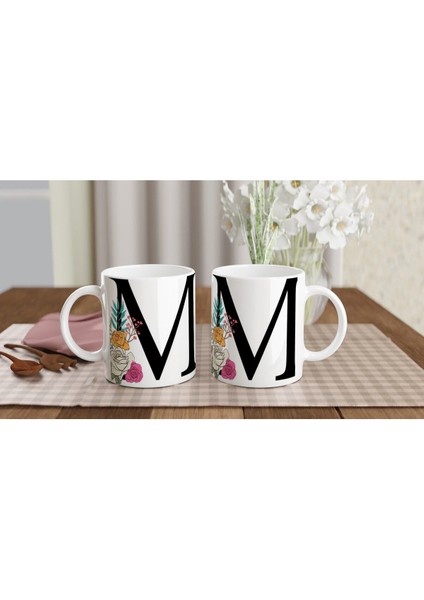 M Harfi Çiçek Motifli Kupa Bardak indirimleri