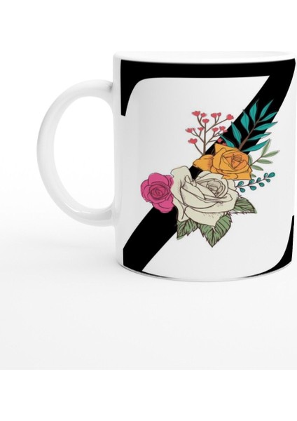 Z Harfi Çiçek Detaylı Kupa Bardak