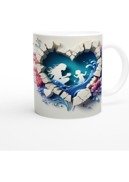 Kırık Kalp Içinde Dalgalar Arasında Anne ve Çocuk Kupa Bardak modelleri