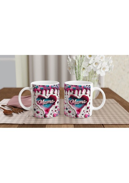 Mama Yazılı Sanatsal Desenli Kalpli Anneler Günü Kupa Bardak indirimleri