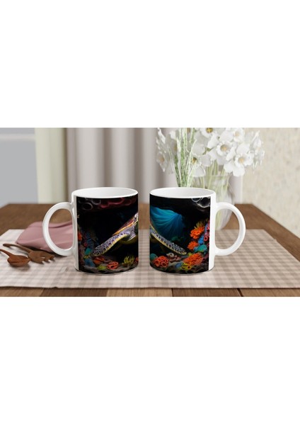 Renkli Mercanlar Arasında Yüzen Deniz Kaplumbağalı Kupa Bardak indirimleri