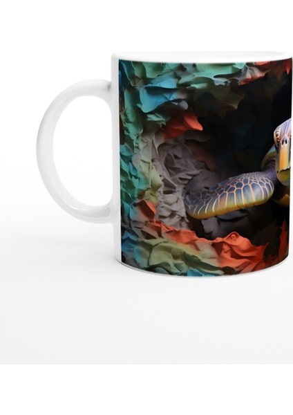 Soyut Renk Dalgaları Arasında Deniz Kaplumbağası Kupa Bardak fiyatları
