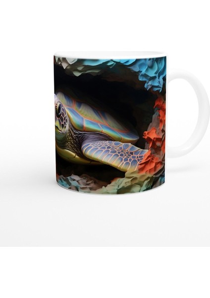 Soyut Renk Dalgaları Arasında Deniz Kaplumbağası Kupa Bardak modelleri