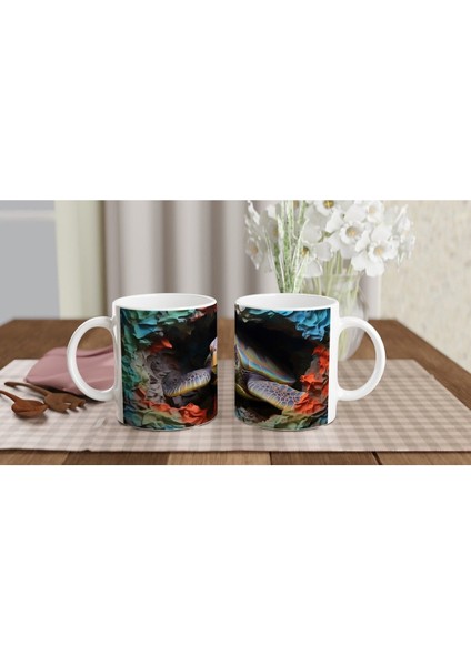 Soyut Renk Dalgaları Arasında Deniz Kaplumbağası Kupa Bardak indirimleri