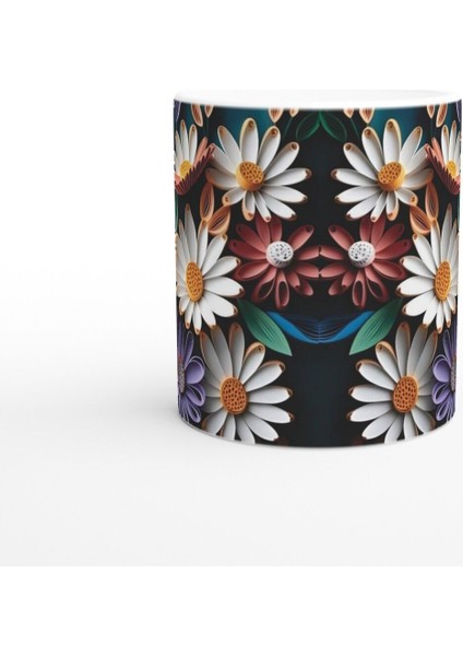 Kağıt Kesim Sanatı Stilinde Renkli Papatya Kupa Bardak fiyatları