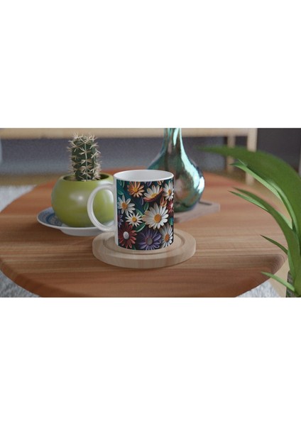 Kağıt Kesim Sanatı Stilinde Renkli Papatya Kupa Bardak fırsatları