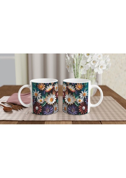 Kağıt Kesim Sanatı Stilinde Renkli Papatya Kupa Bardak indirimleri