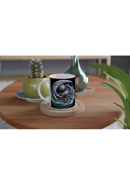 Yengeç Burcu Baskılı Kahve Kupası - Zamanın Çarkları Astroloji Mekanizması Vs2 fırsatları