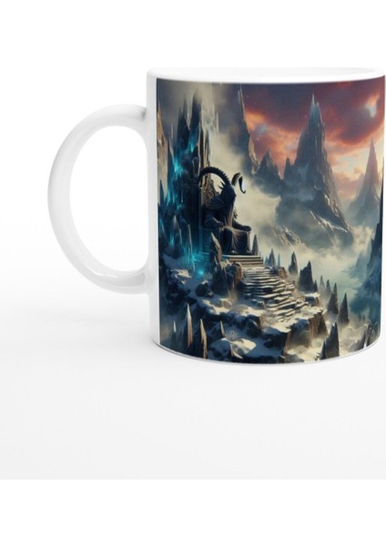 Oğlak Burcu Baskılı Kahve Kupası - Elementsel Doğa Krallığı Temalı Vs2