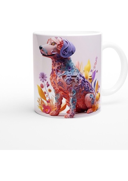 Çiçekli Sevimli Köpek Kupa Bardak modelleri