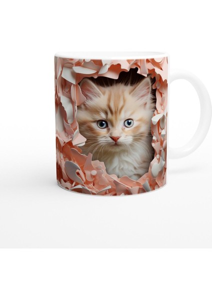 Duvarın Ardından Bakan Yavru Kedi Temalı Baskılı Kupa Bardak fiyatları