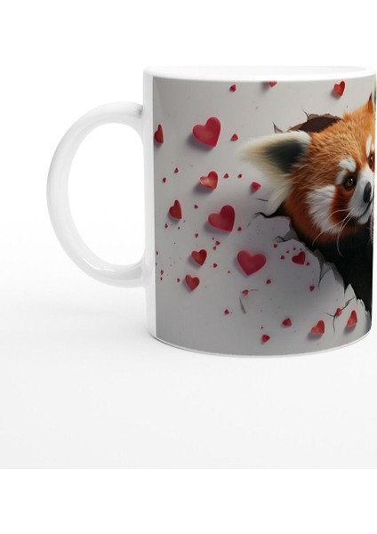 Kalp Kırığı Arasından Bakan Kırmızı Panda Çifti Temalı Baskılı Kupa Bardak fiyatları