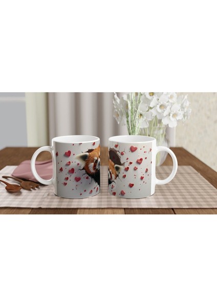 Kalp Kırığı Arasından Bakan Kırmızı Panda Çifti Temalı Baskılı Kupa Bardak indirimleri