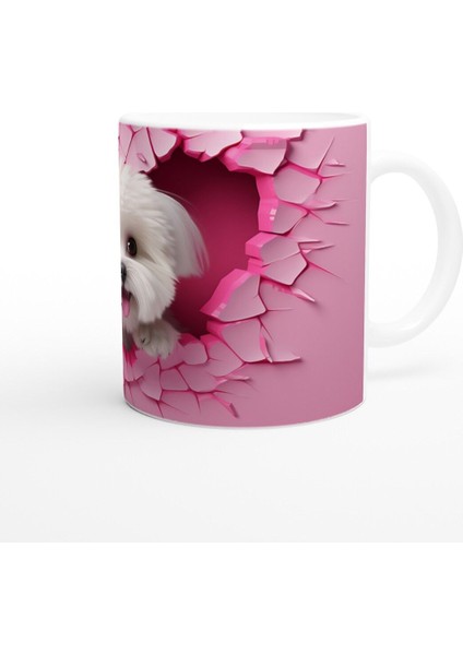 Pembe Çatlaktan Bakan Maltese Temalı Baskılı Kupa Bardak modelleri