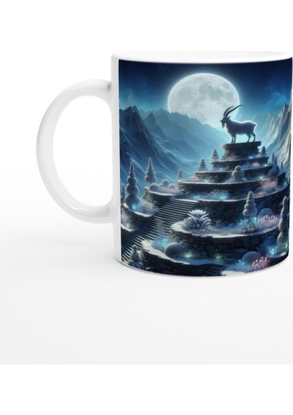 Oğlak Burcu Baskılı Kahve Kupası - Ay Işığında Zodyak Bahçesi Vs4