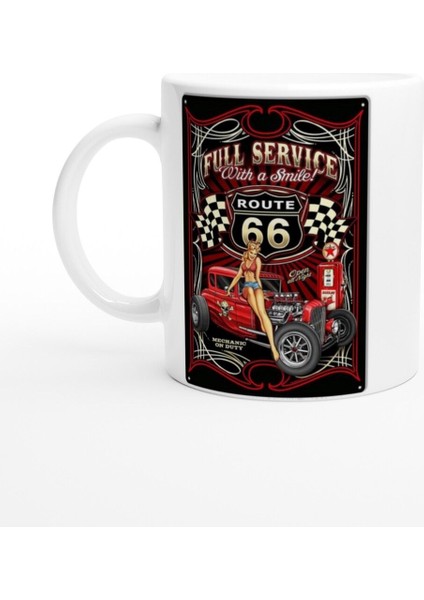 Route 66 Retro Servis Baskılı Kupa Bardak