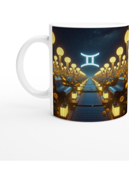 Ikizler Burcu Baskılı Kahve Kupası - Ay Işığında Zodyak Bahçesi Vs4