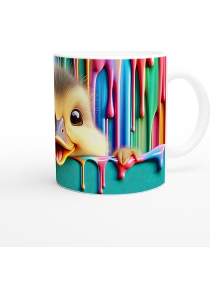 Renk Cümbüşü Arasından Bakan Civciv Temalı Baskılı Kupa Bardak modelleri