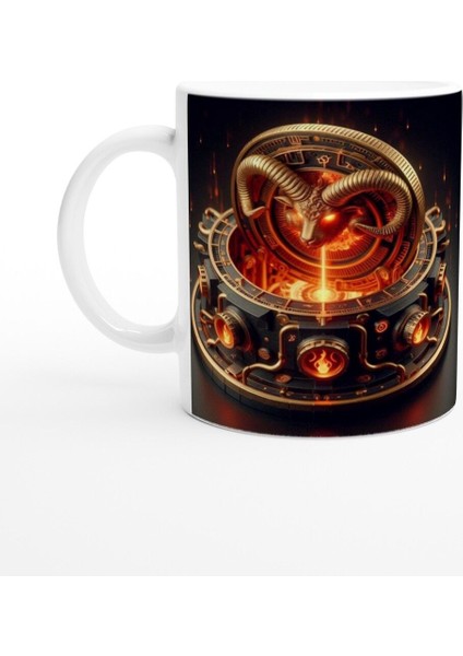 Koç Burcu Baskılı Kahve Kupası - Zamanın Çarkları Astroloji Mekanizması Vs4