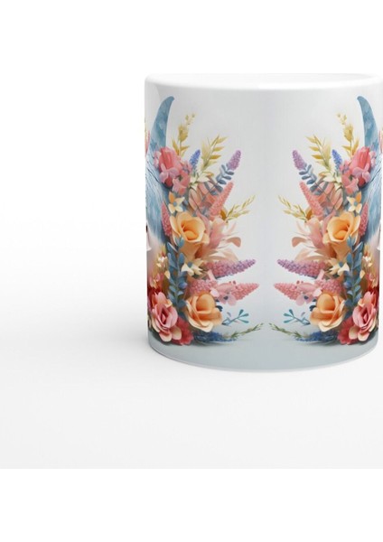 Çiçeklerle Süslenmiş Komik Köpek Balığı Temalı Renkli Kupa Bardak fiyatları