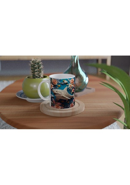 Çiçekli Köpek Balığı Baskılı Kupa Bardak fırsatları