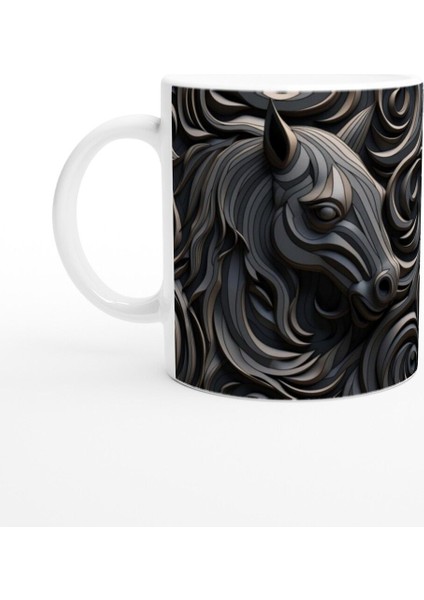 Soyut Desenli Modern At Figürlü Kupa Bardak