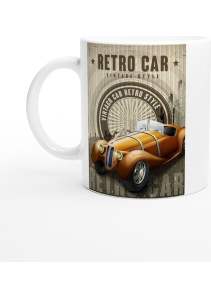 Retro Araba Işıltılı Vintage Tarz Kupa Bardak