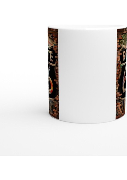 Tuğla Duvar Üzerinde Route 66 Baskılı Kupa Bardak modelleri