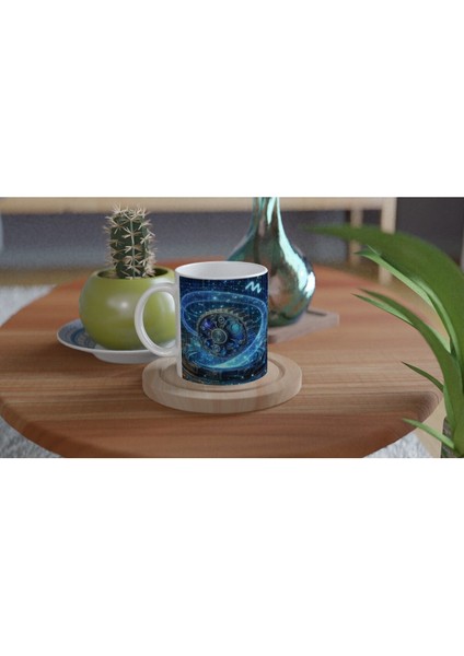 Kova Burcu Baskılı Kahve Kupası - Zamanın Çarkları Astroloji Mekanizması Vs1 fırsatları