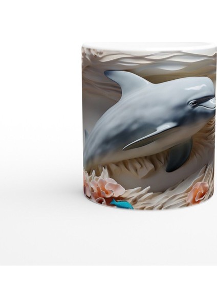 Mercan Dalgaları Arasında Gülümseyen Yunus Temalı Kupa Bardak