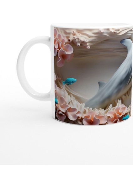 Mercan Dalgaları Arasında Gülümseyen Yunus Temalı Kupa Bardak fiyatları