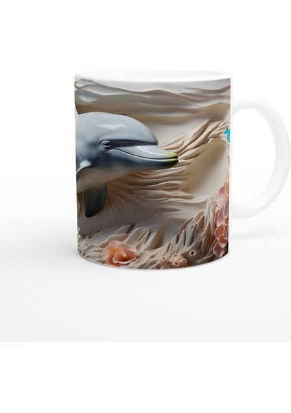 Mercan Dalgaları Arasında Gülümseyen Yunus Temalı Kupa Bardak modelleri