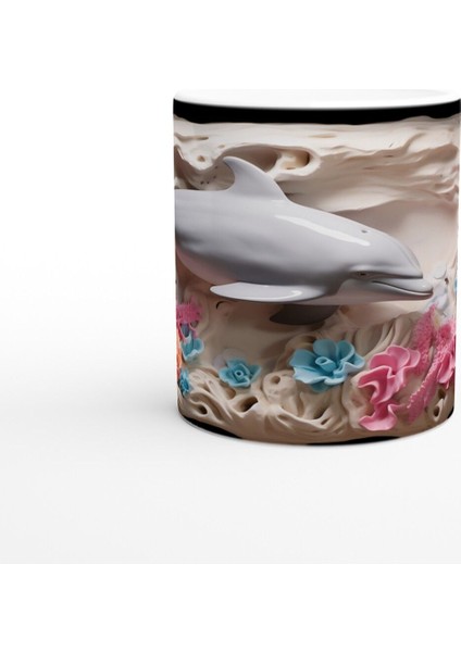 Neon Mercanlar ve Sevimli Yunus Temalı Su Altı Kupa Bardak