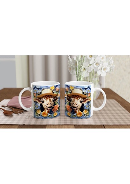 Çiçek Bahçesinden Bakan Şapkalı Zürafa Temalı Baskılı Kupa Bardak indirimleri