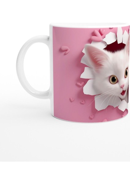 Kalp Çatlaktan Bakan Iki Sevimli Kedi Temalı Baskılı Kupa Bardak fiyatları