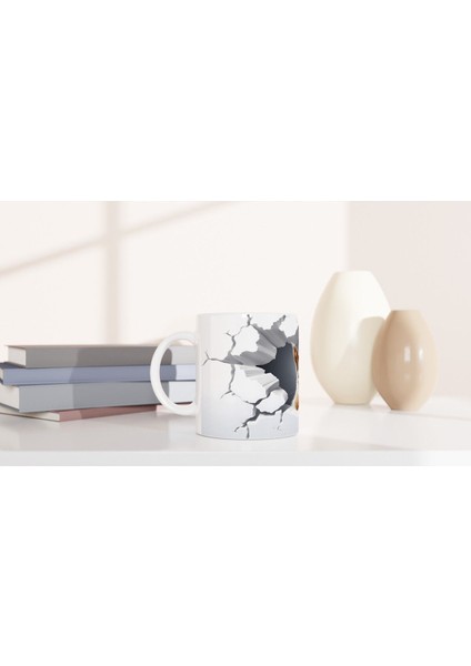 Meraklı Sincap Desenli Çatlak Duvar Efektli Baskılı Kupa Bardak indirimleri