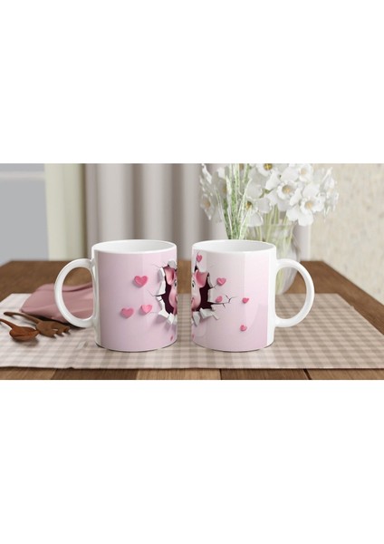 Pembe Çatlaktan Bakan Tatlı Domuz Temalı Baskılı Kupa Bardak indirimleri