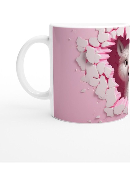 Pembe Duvarı Yırtan Sevimli Lama Temalı Baskılı Kupa Bardak fiyatları